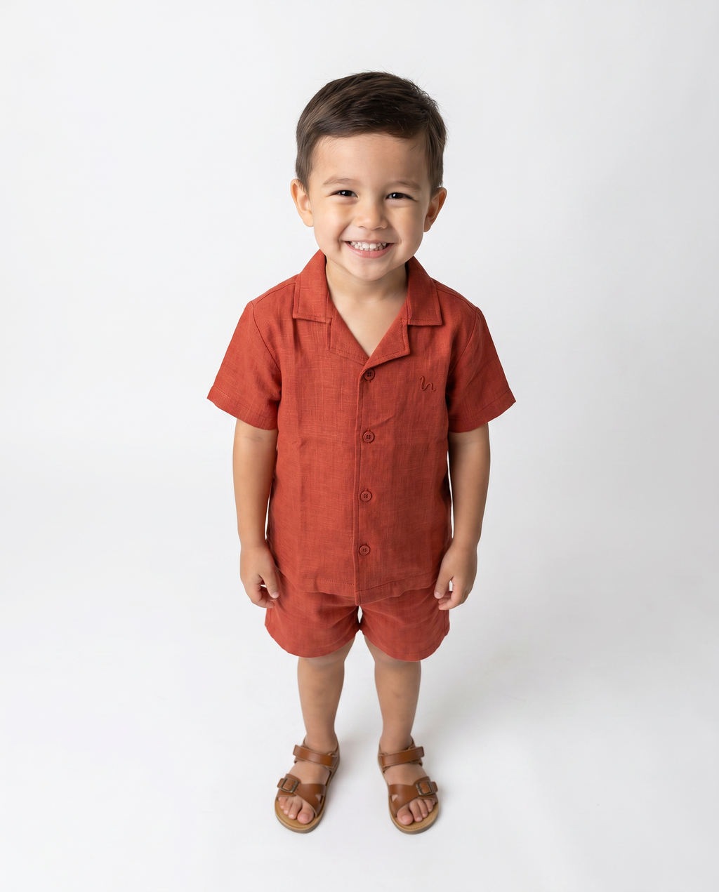 Boys linen set short sleeves shirt and short loose fit