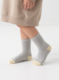 2-PACK of Girls Mid-Calf heart plain Cotton Socks - Grey