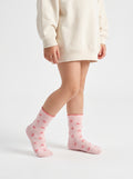2-PACK of Girls Mid-Calf Bow pattern Cotton Socks - Pink and Mint