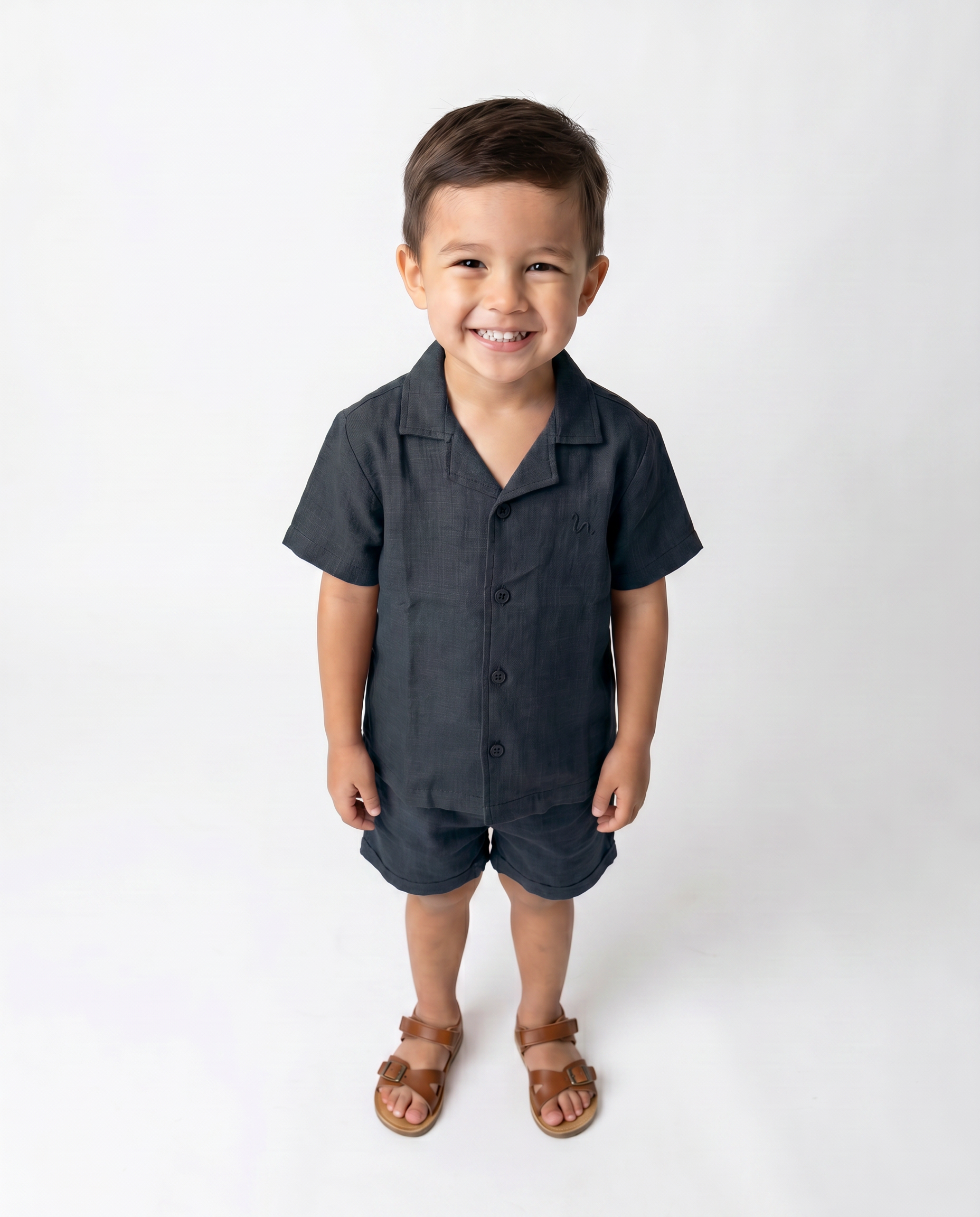 Boys linen set short sleeves shirt and short loose fit