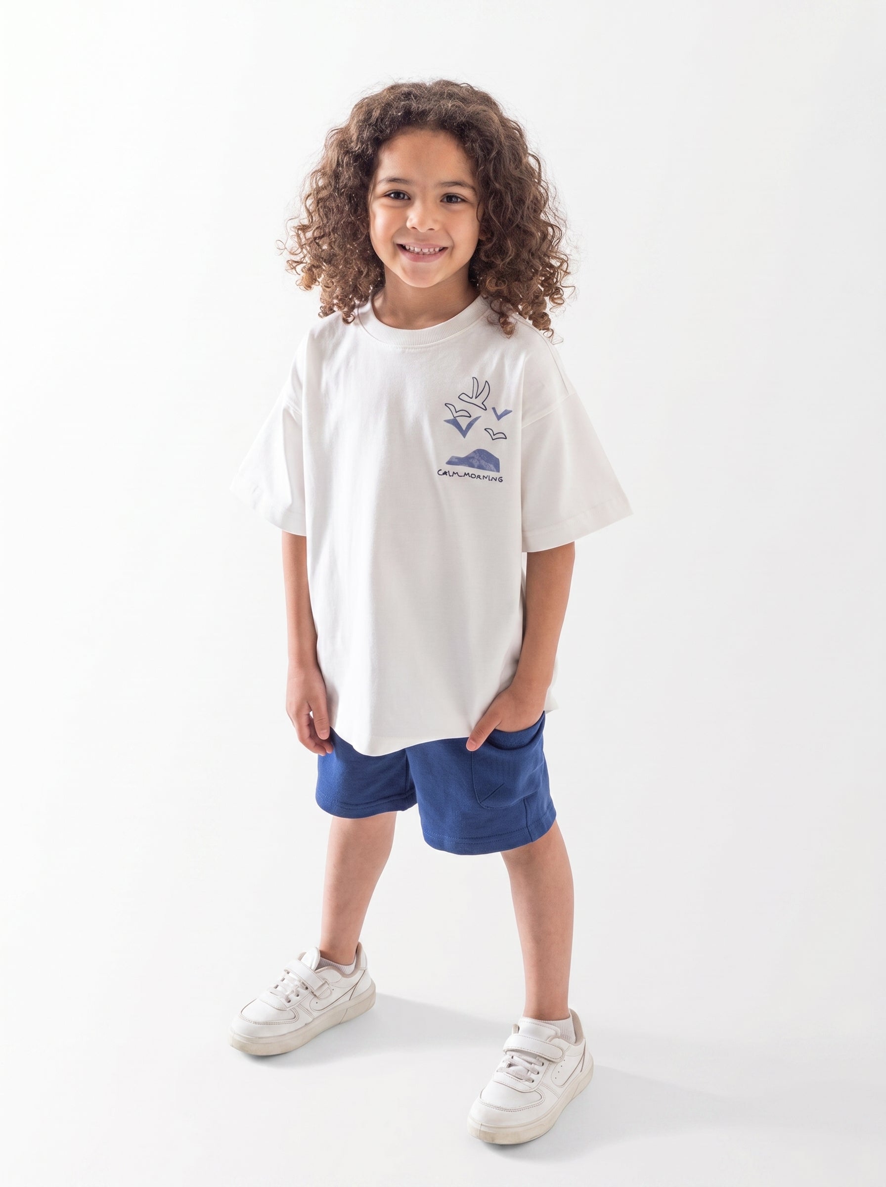 Boys Set 2 Pieces, Embroidered Back-Print T-Shirt with Cargo Shorts
