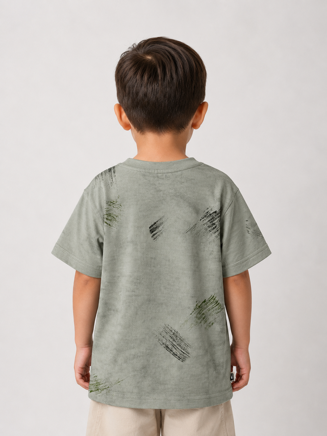 Boys short sleeves T.shirt allover pattern -White color