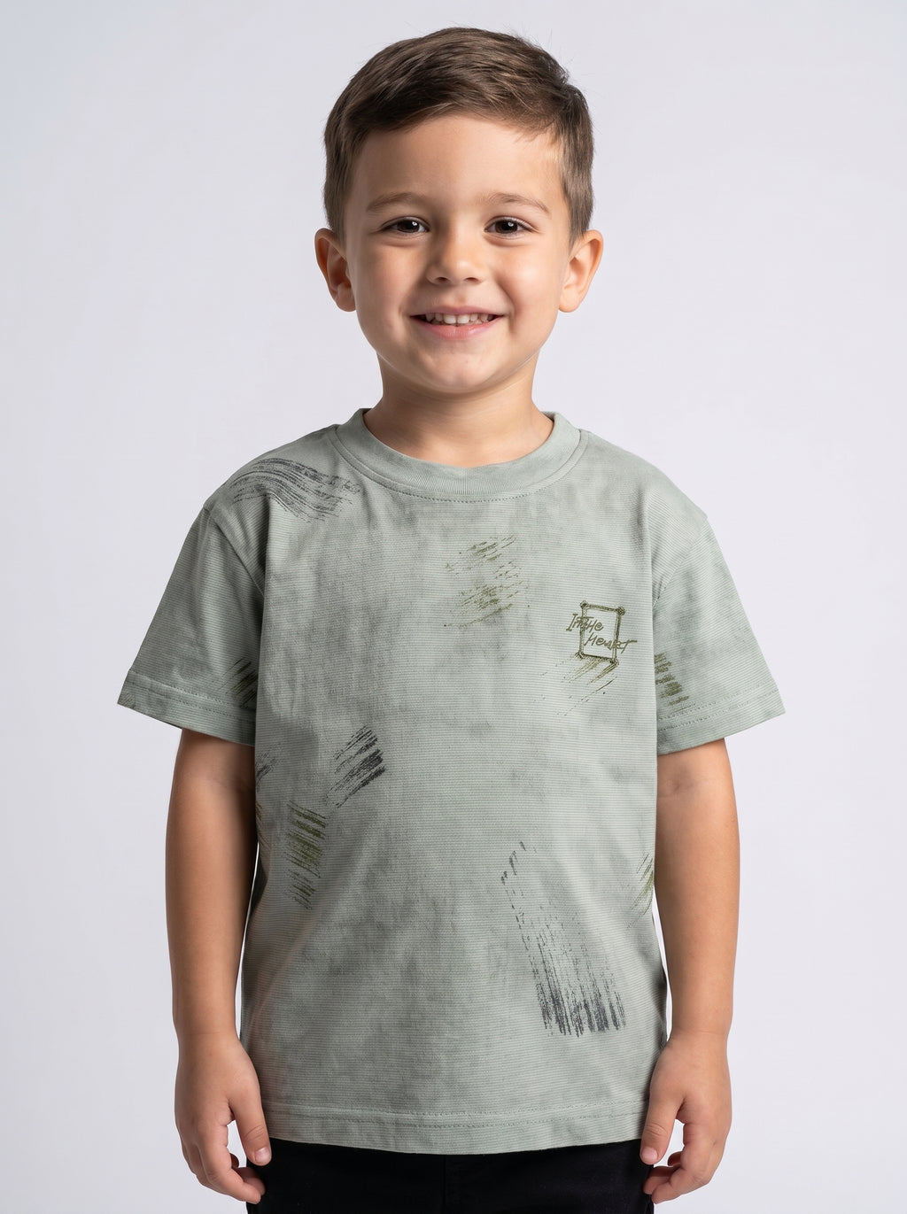 Boys short sleeves T.shirt allover pattern -White color