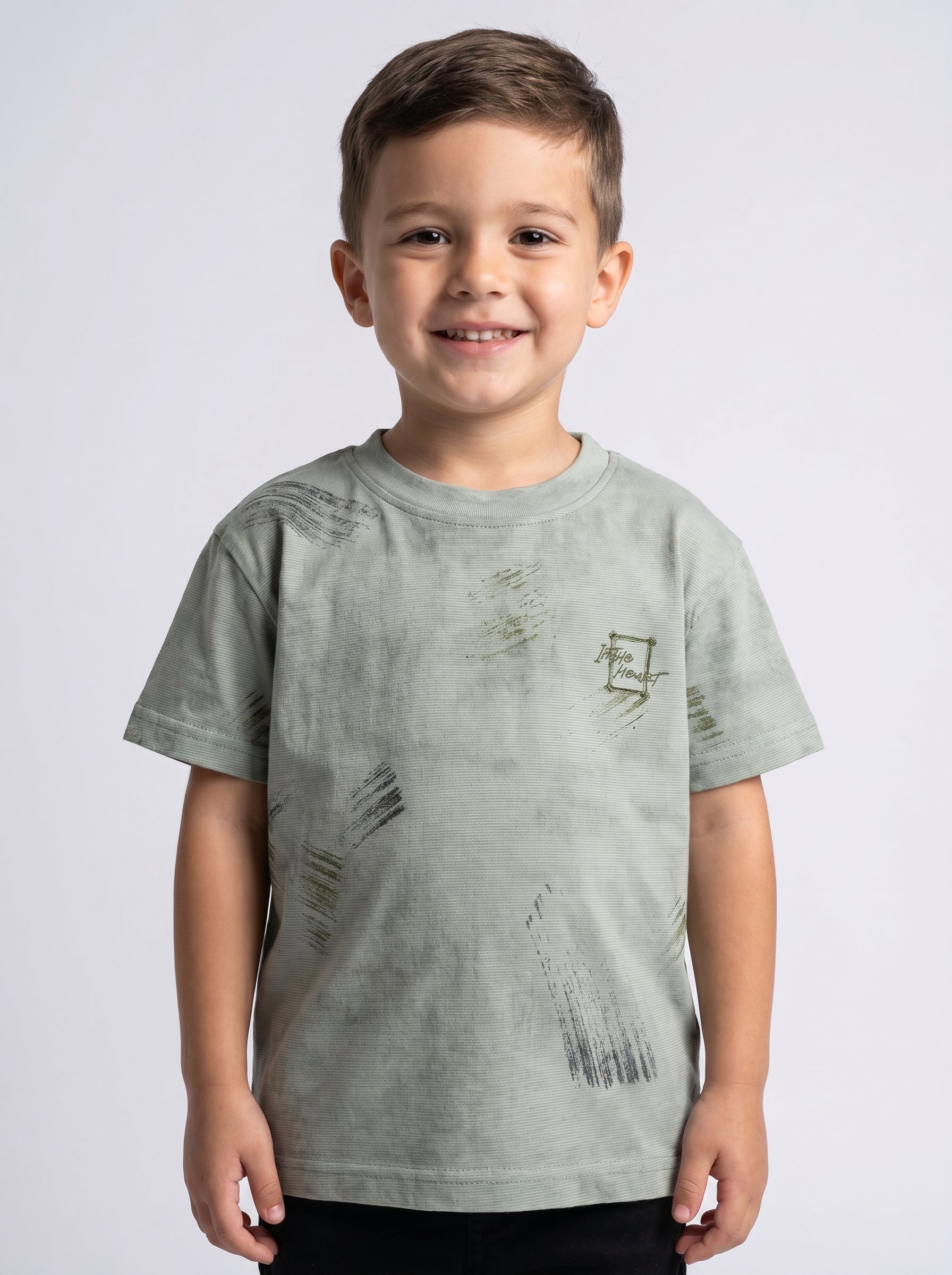 Boys short sleeves T.shirt allover pattern -White color