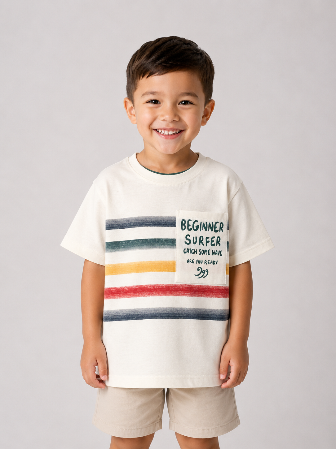 Boys stripes tshirt with pocket, Short sleeves