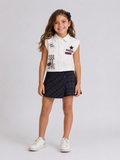 Girls set button down shirt with plaid skirt