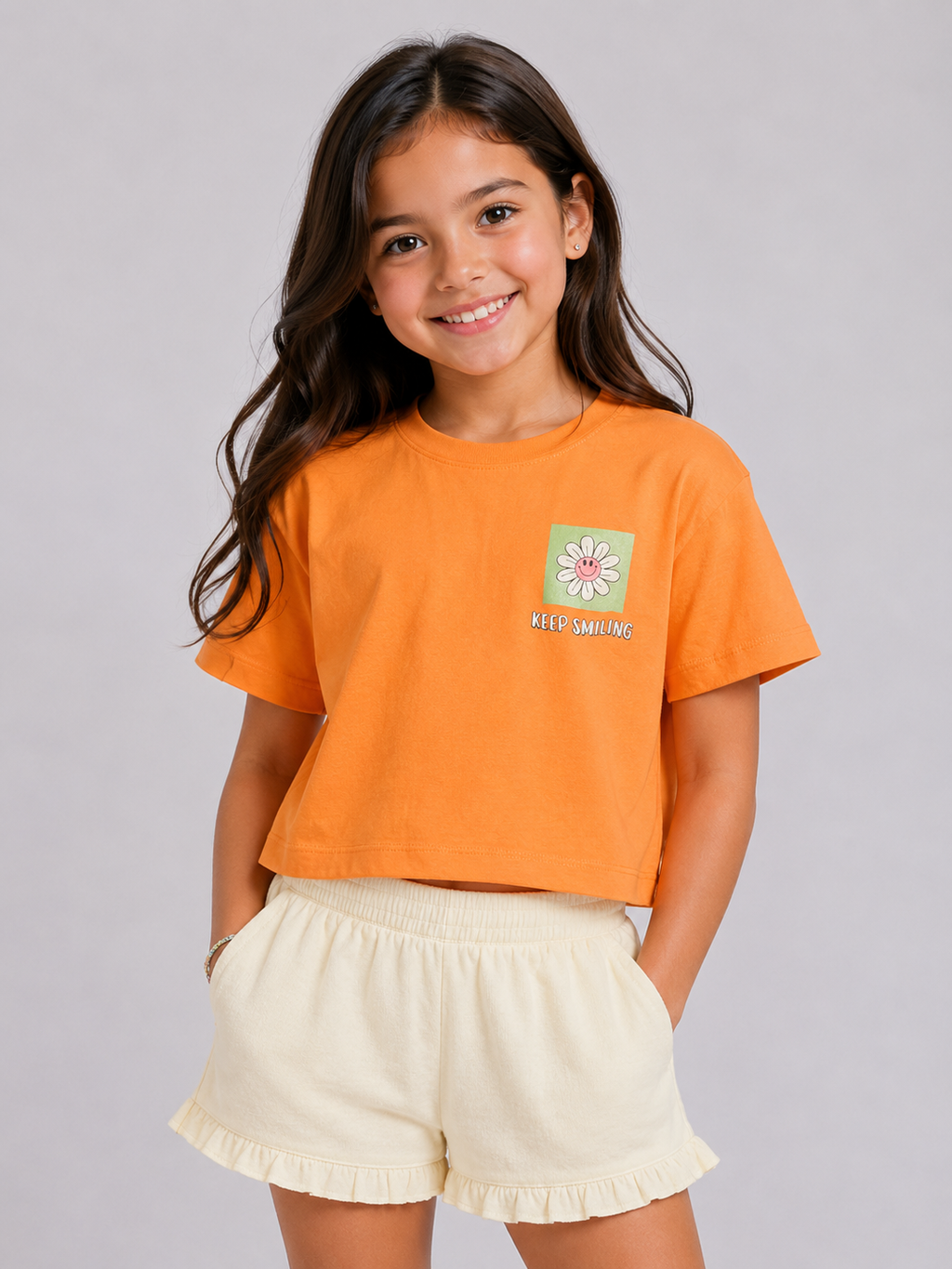 Girls boxy tshirt oversize with back flower print