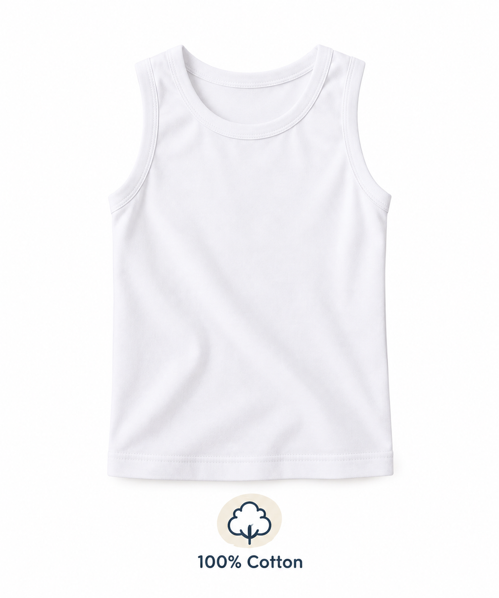 Basic Undershirt cut 100% Cotton for boys and girls- Sleeveless