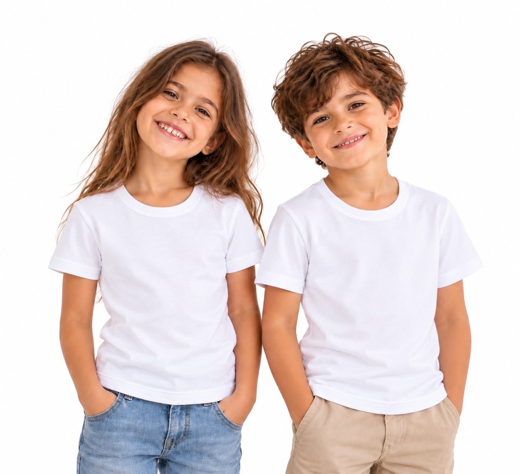 Basic Undershirt short sleeves T-shirt 100% Cotton for boys and girls