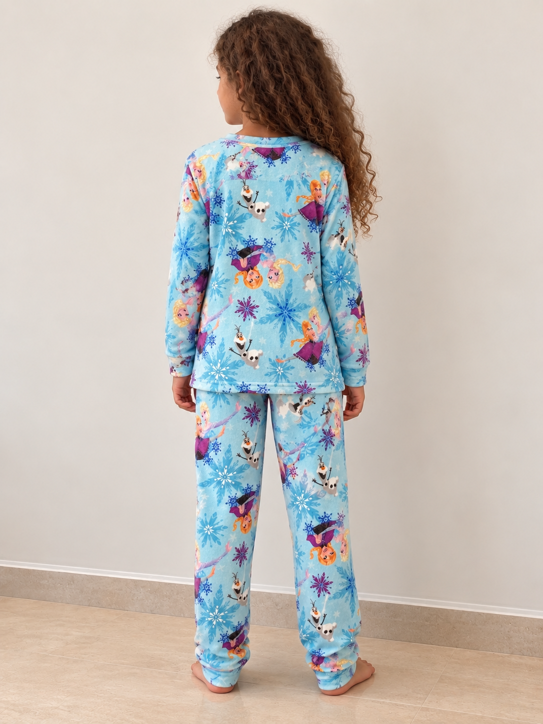 Soft Velvet-Feel Kids Winter Pajama Set- Elsa pattern