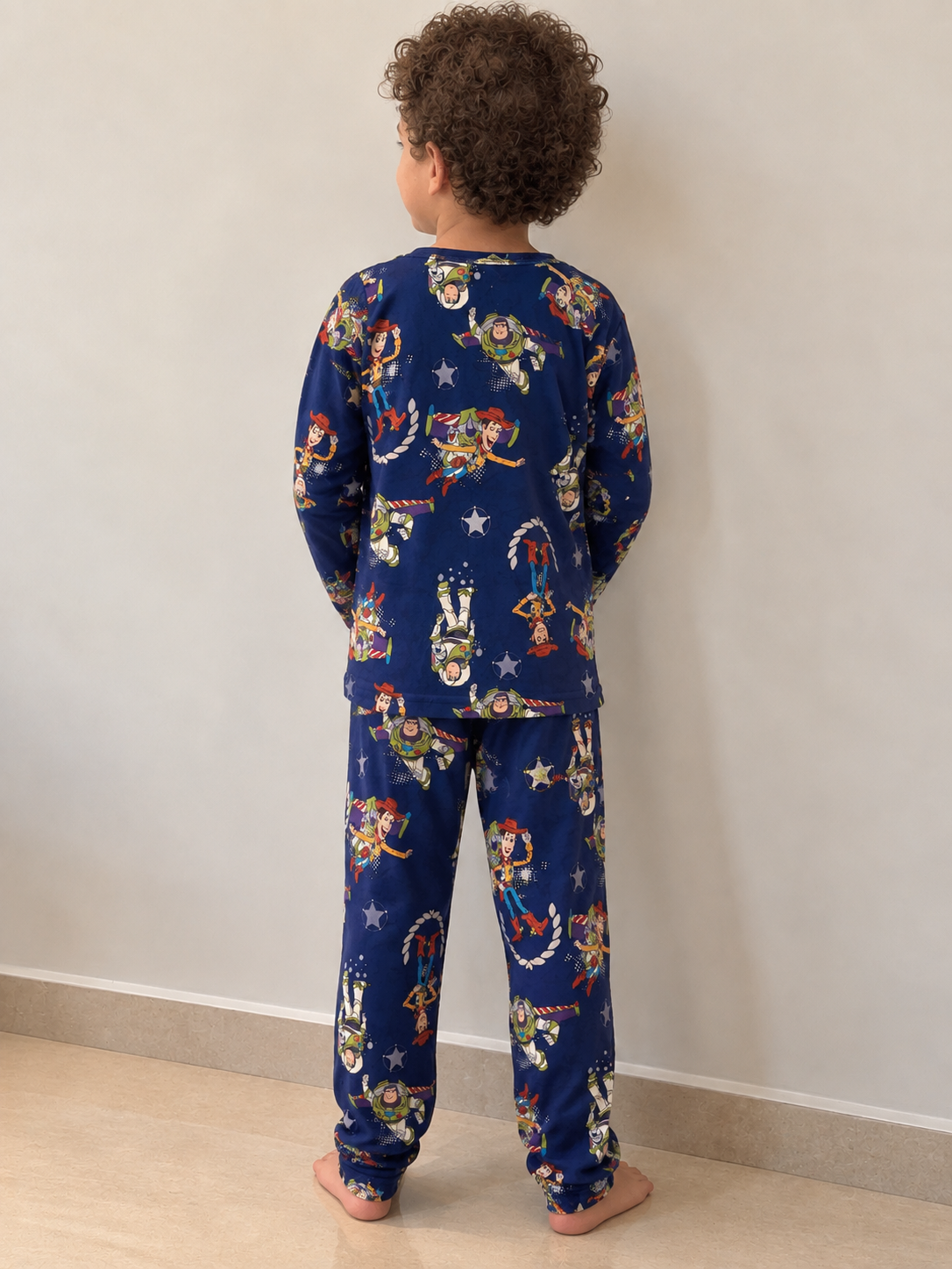 Soft Velvet-Feel Kids Winter Pajama Set- Toy story pattern