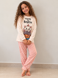 Soft Velvet-Feel Kids Winter Pajama Set- kitty pattern