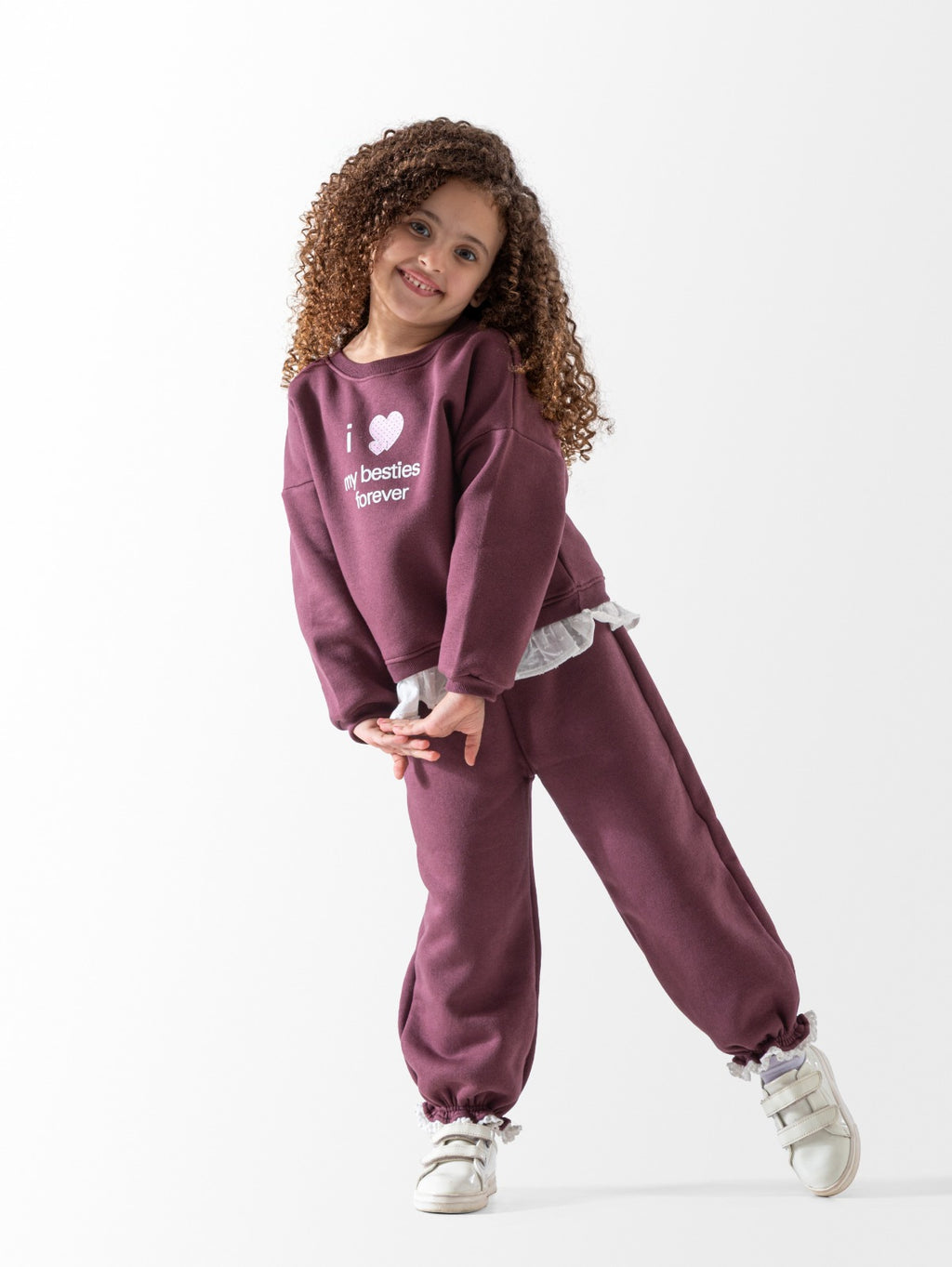 Girls set, Sweatshirt with white layer and comfy sweatpants