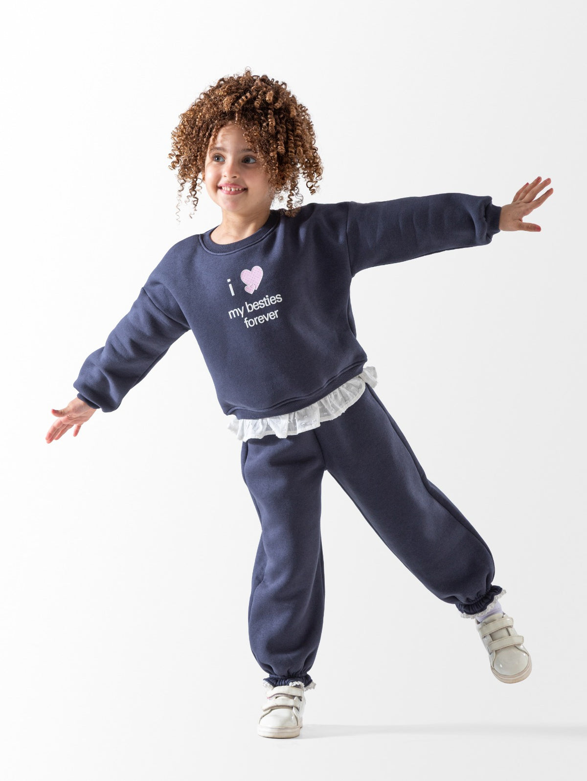 Girls set, Sweatshirt with white layer and comfy sweatpants