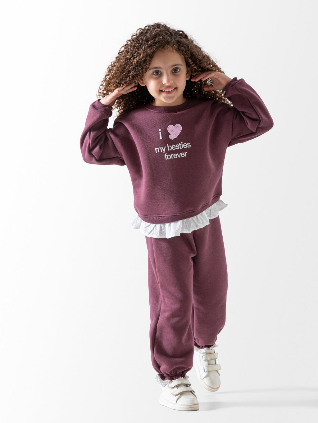 Girls set, Sweatshirt with white layer and comfy sweatpants