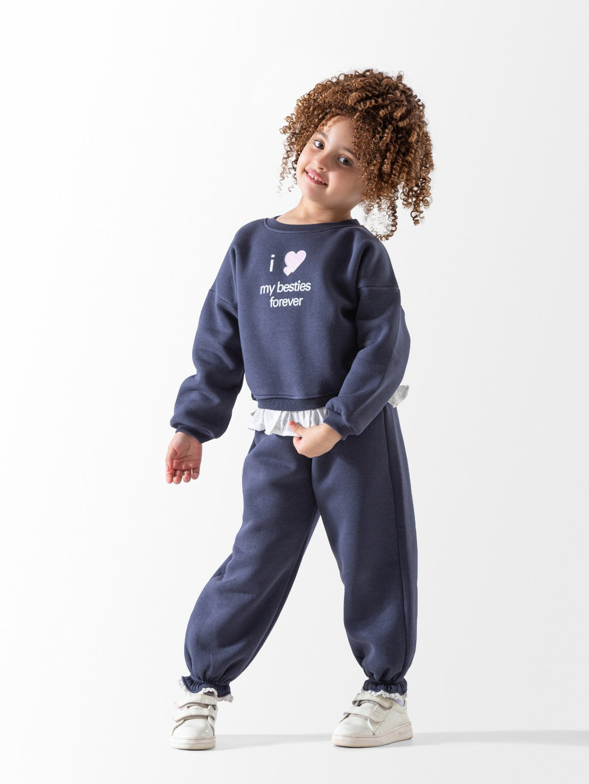 Girls set, Sweatshirt with white layer and comfy sweatpants