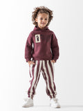 Striped Fleece Jogger Set , Hooded sweatshirt with Stripe jogger