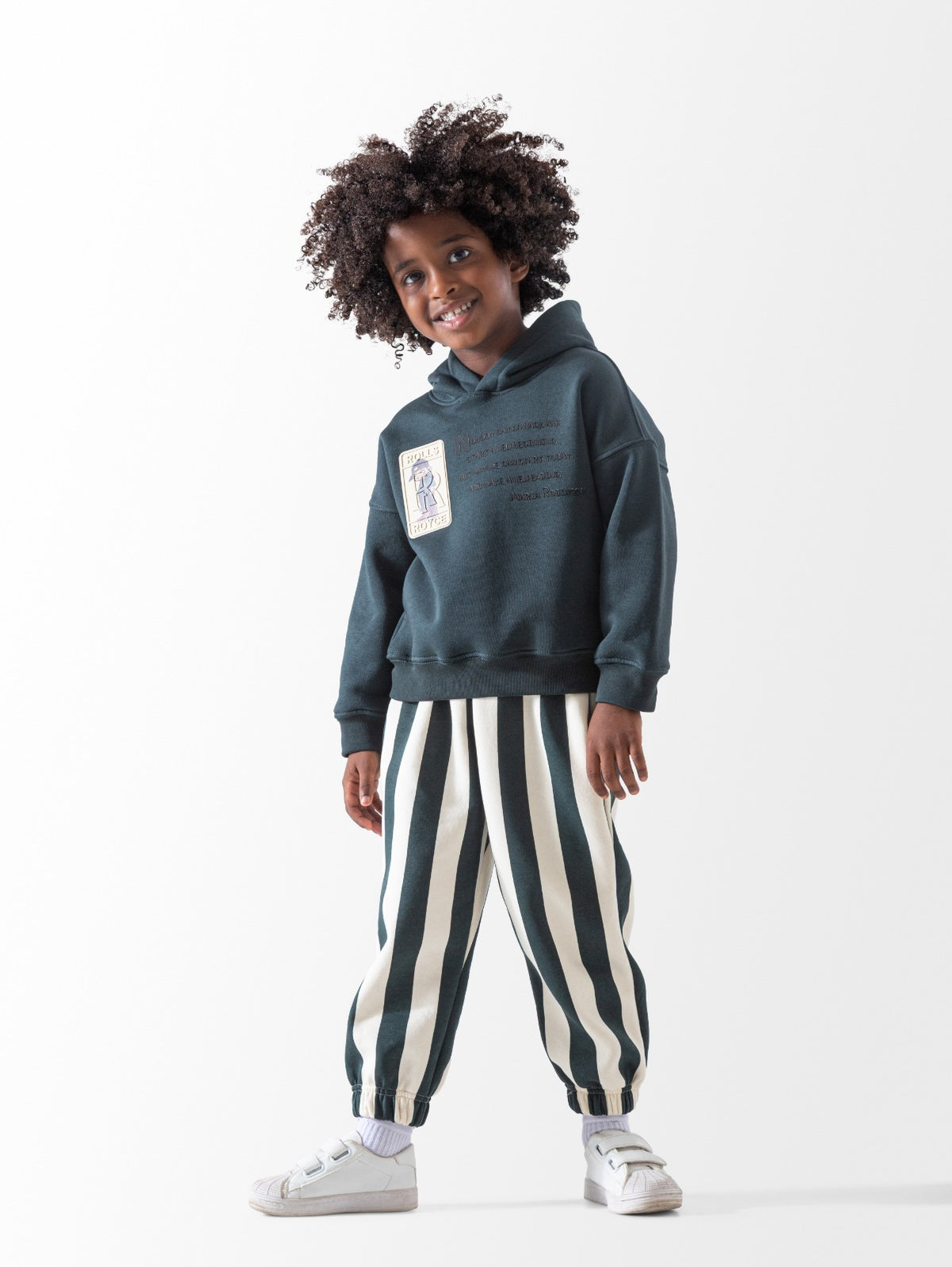 Striped Fleece Jogger Set , Hooded sweatshirt with Stripe jogger