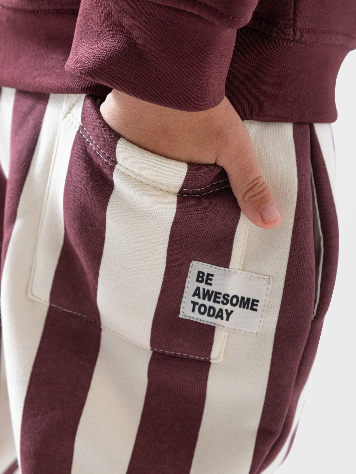Striped Fleece Jogger Set , Hooded sweatshirt with Stripe jogger