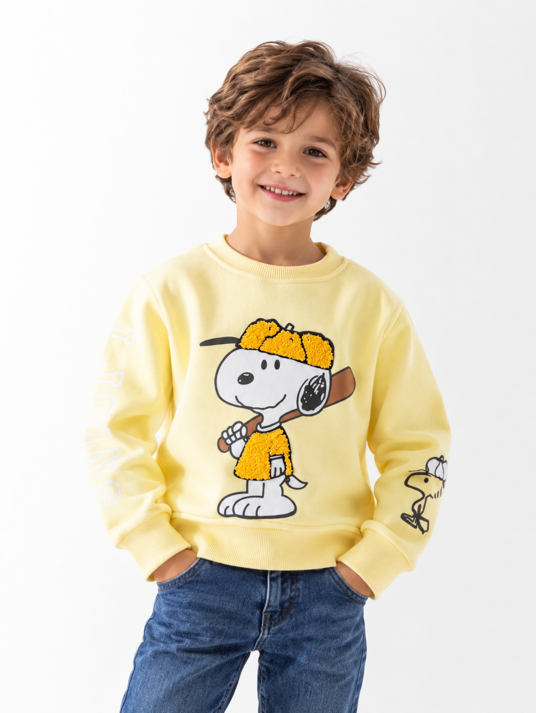 Boys’ Yellow Snoopy Graphic Sweatshirt – Melton