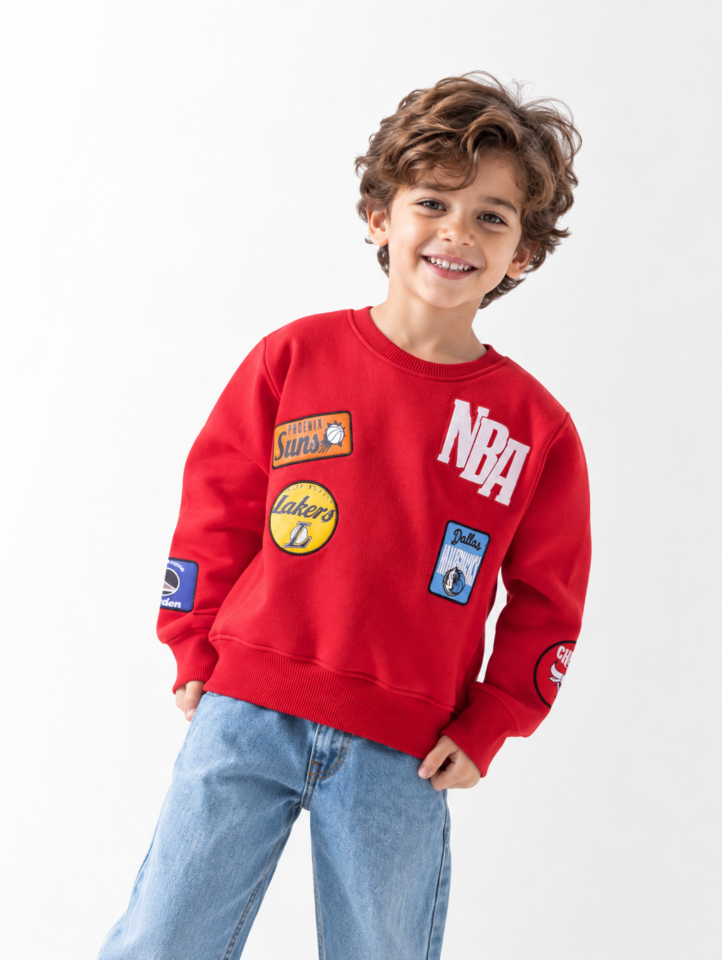 Boys Melton NBA Graphic Sweatshirt – Team Patches