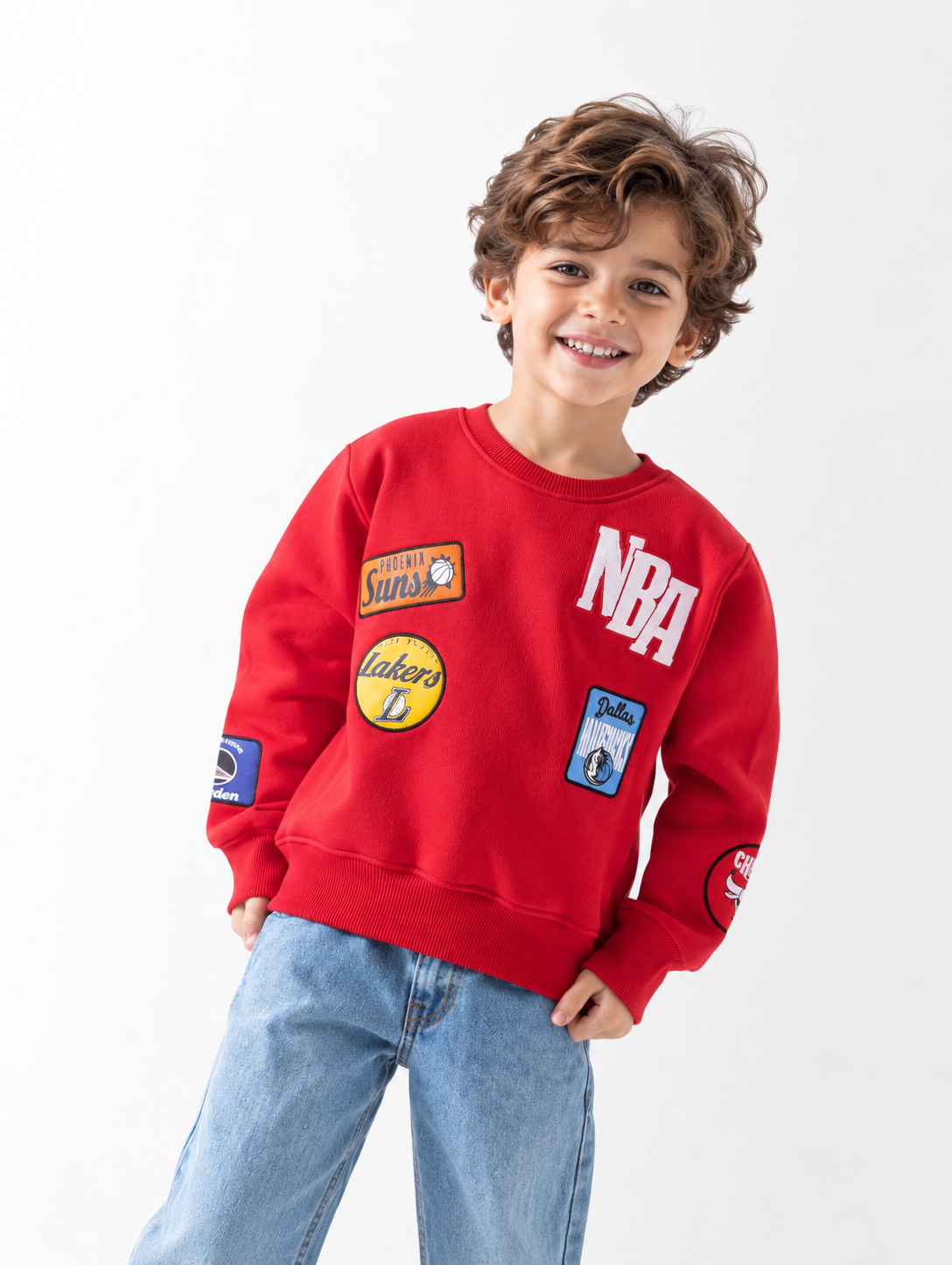 Boys Melton NBA Graphic Sweatshirt – Team Patches