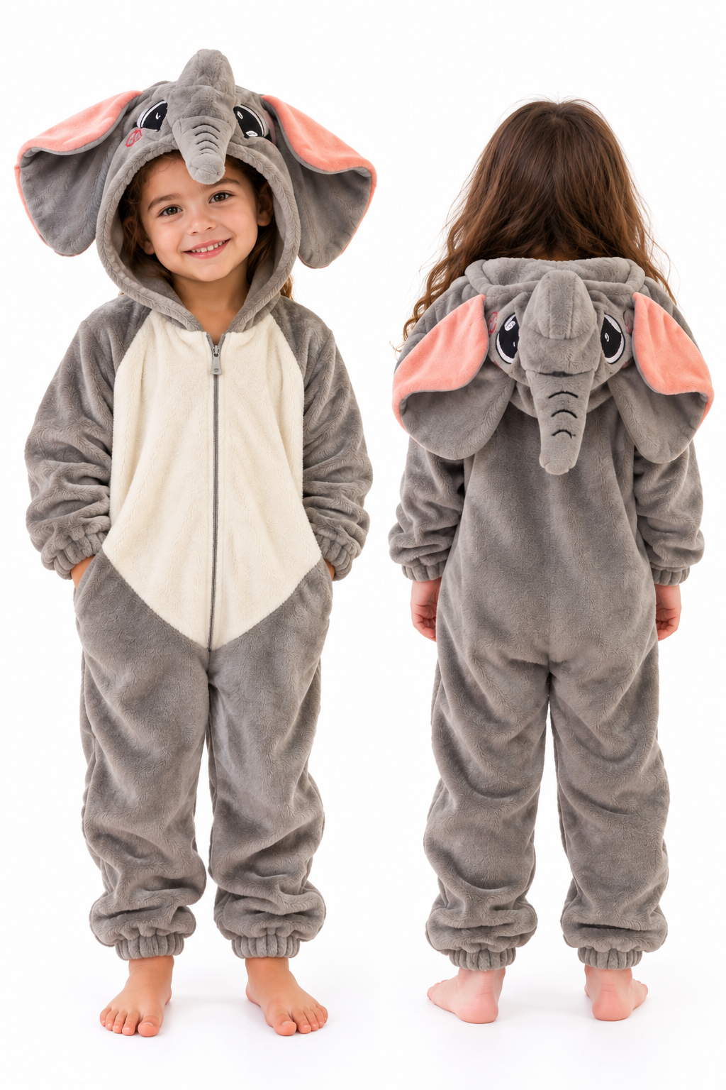 Cozy Kids Elephant Fleece Onesie for Girls and Boys