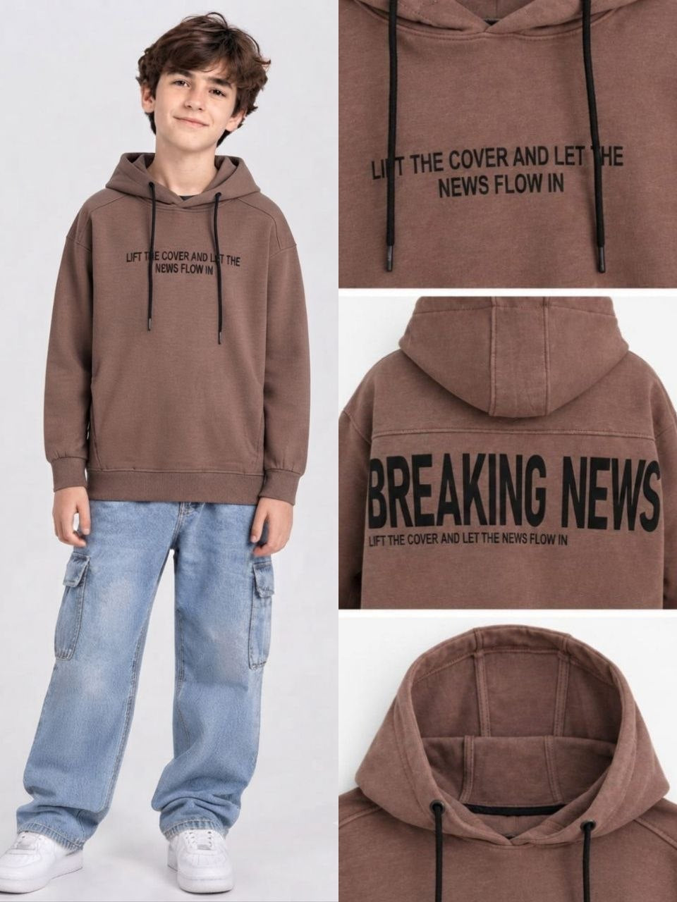 Boys’ Navy Graphic Fleece Hoodie – Pullover Sweatshirt
