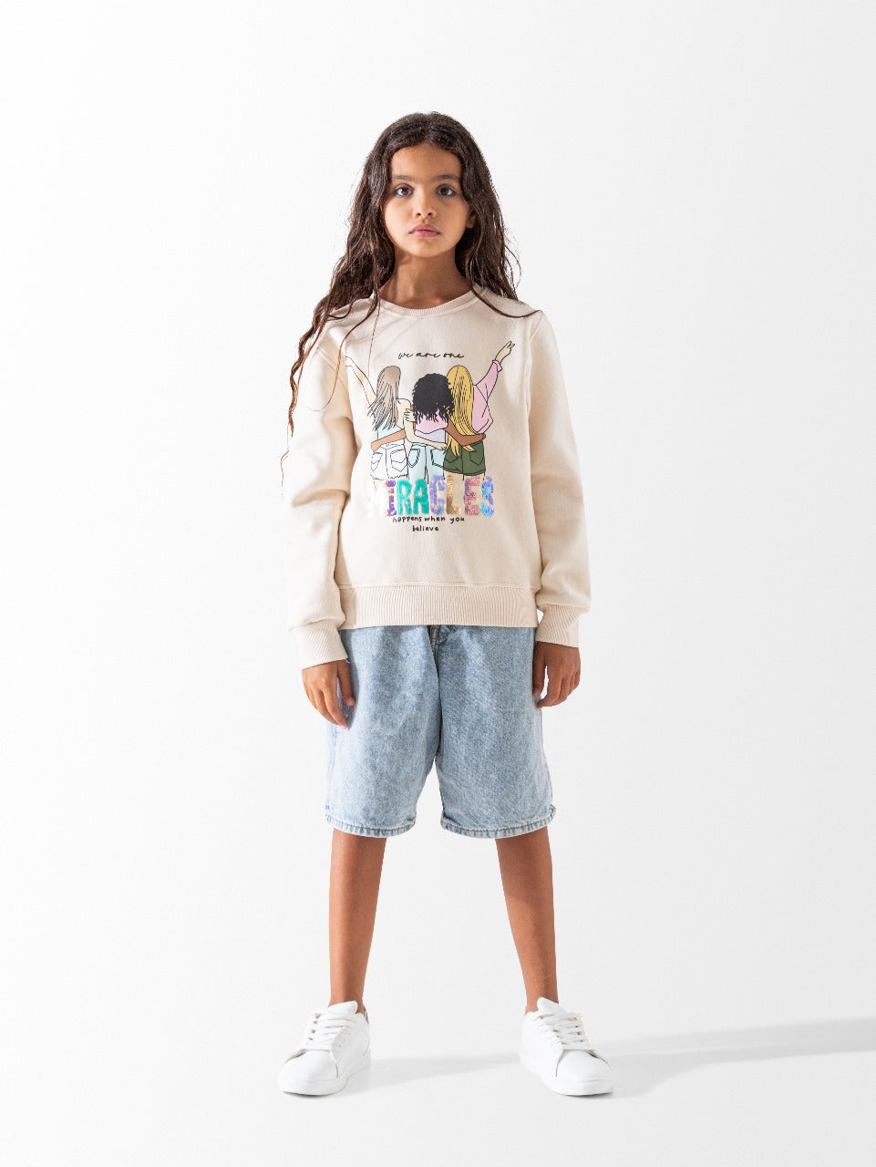 Girls’ “We Are More” Printed Sweatshirt – Fleece Interior