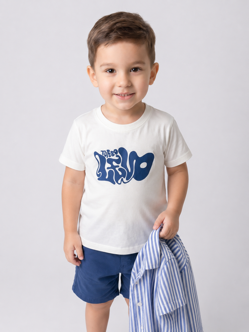 Boys set 3 Pieces stripes shirt with short sleeves printed tshirt and Gabardine short