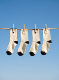 2-PACK of Girls Mid-Calf heart black and Offwhite Cotton Socks- Offwhite/Black