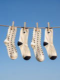 2-PACK of Girls Mid-Calf heart black and Offwhite Cotton Socks- Offwhite/Black