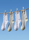 2-PACK of Girls Mid-Calf Polka dots and plain Cotton Socks- Grey/White