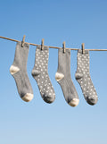 2-PACK of Girls Mid-Calf heart plain Cotton Socks - Grey