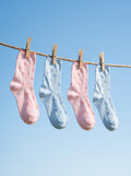 2-PACK of Girls Mid-Calf Bow pattern Cotton Socks - Pink and Mint