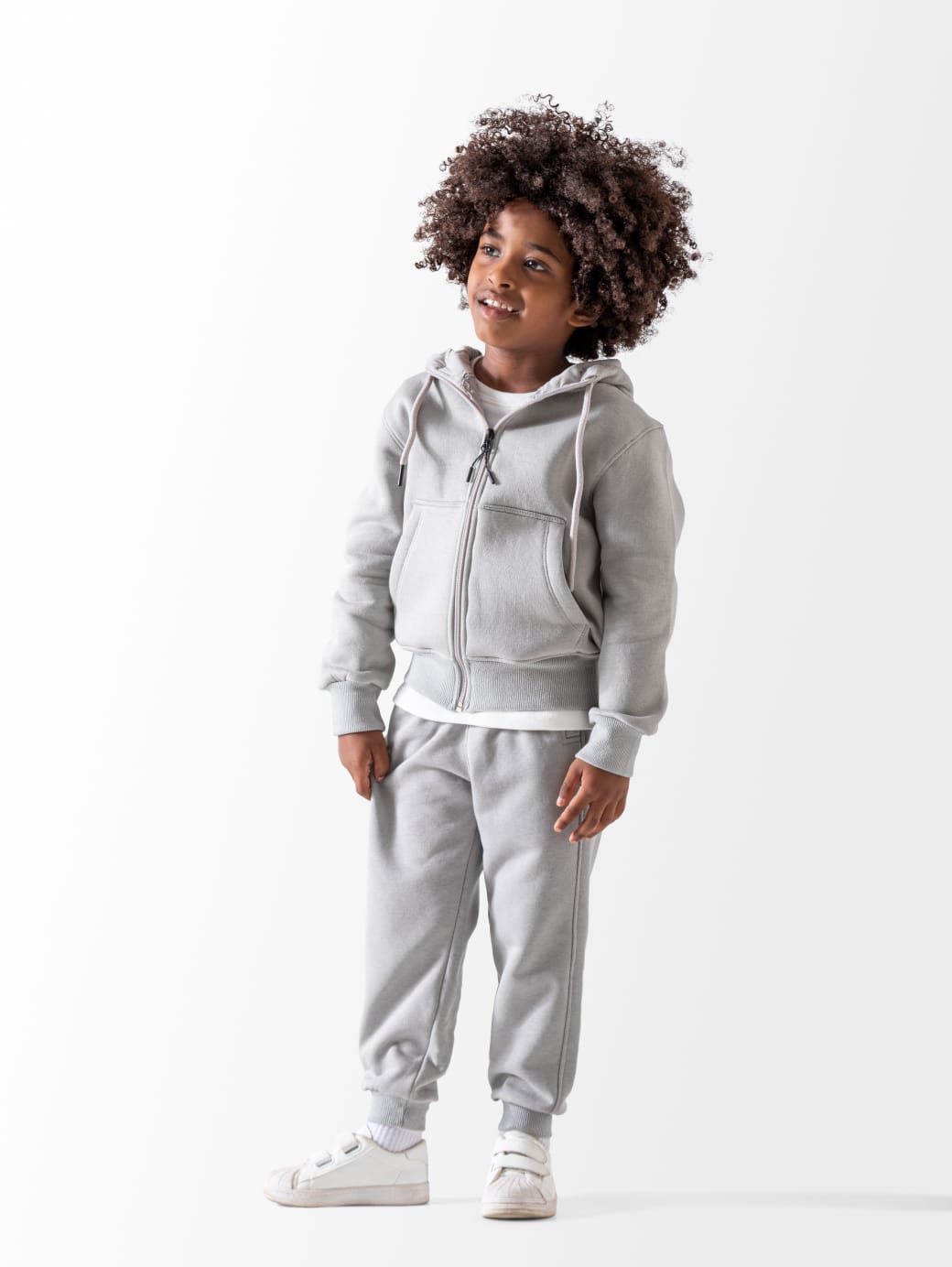 Basic Sweatshirt zip-up with Fur-Lined Hoodie