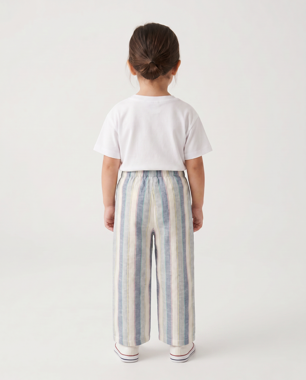 Girls linen stripes wide leg pant