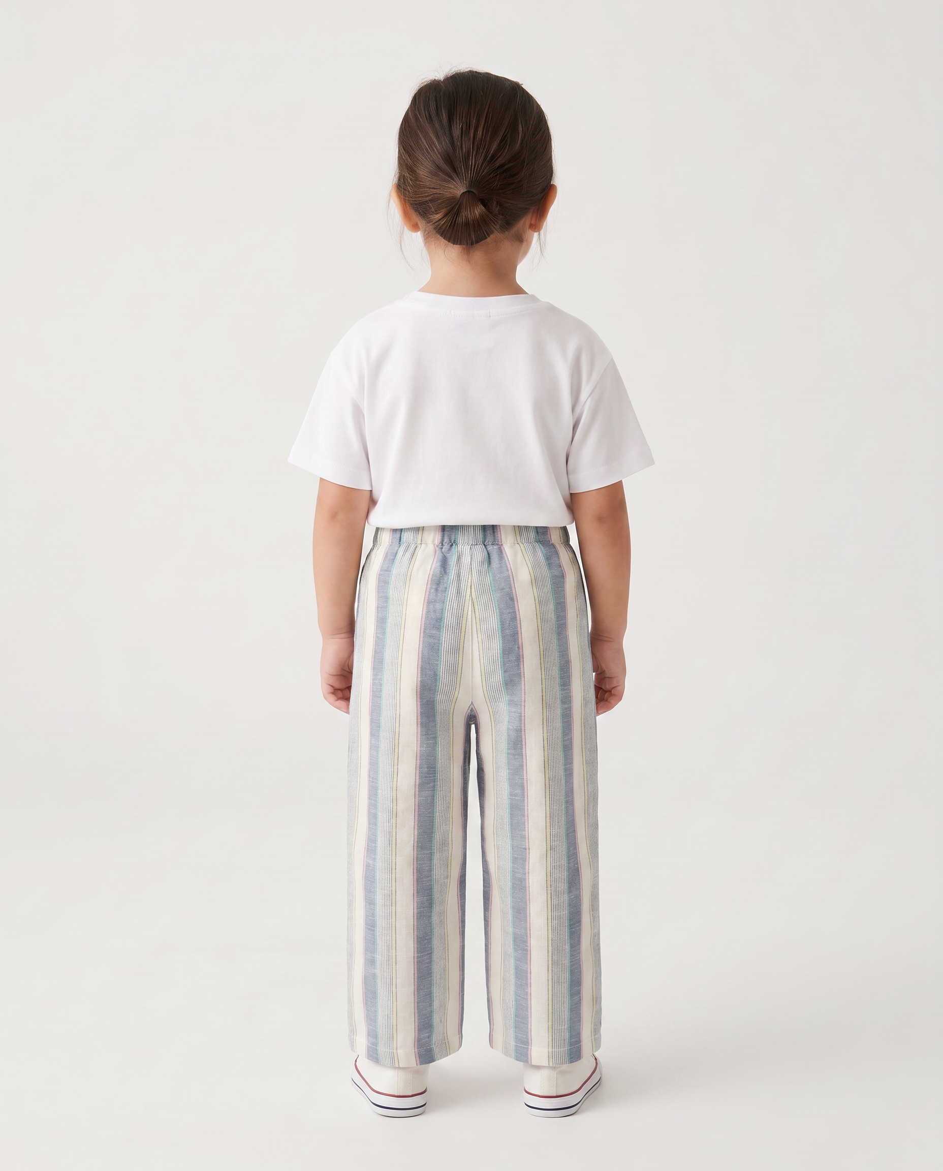Girls linen stripes wide leg pant