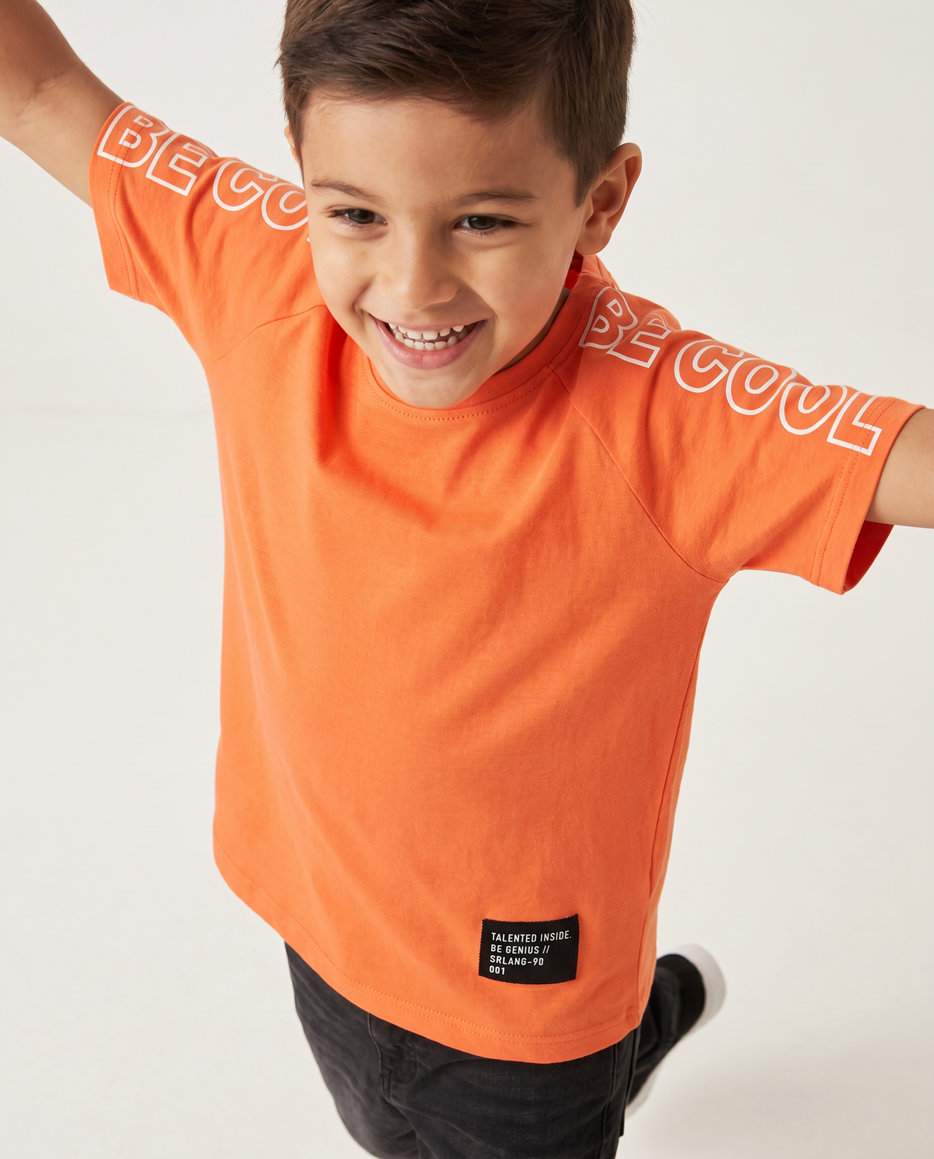 Boys tshirt with print on sleeves Be cool