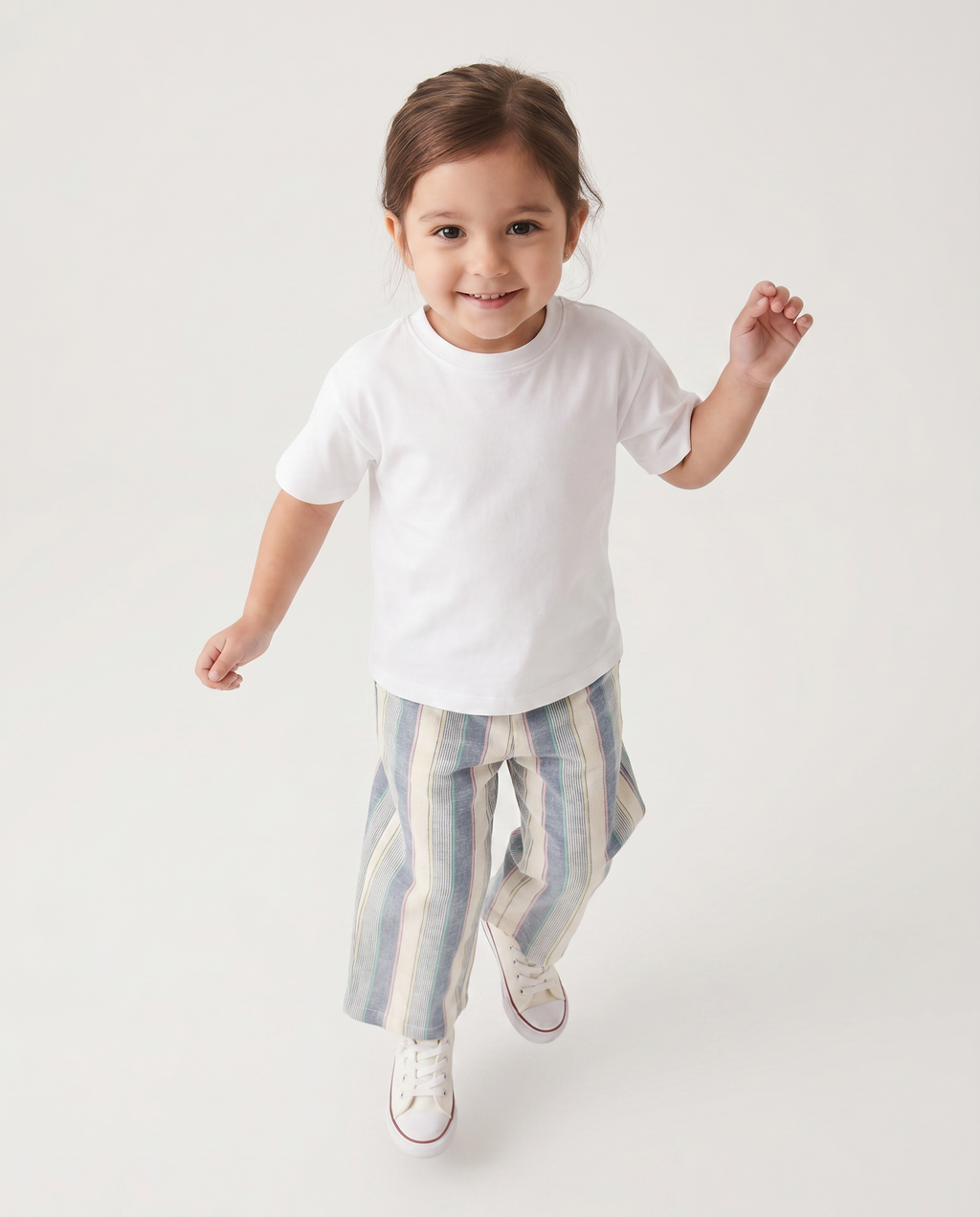 Girls linen stripes wide leg pant