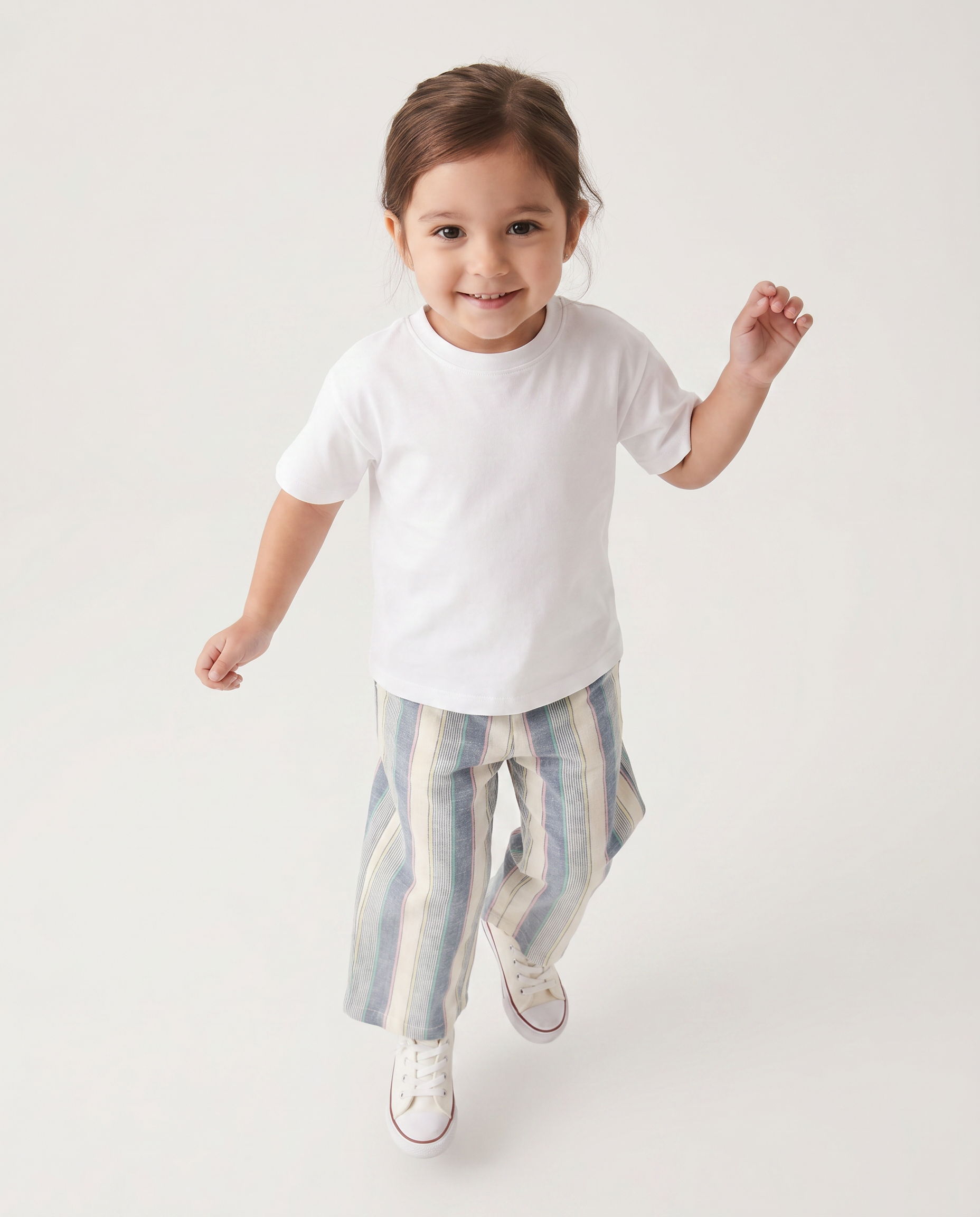 Girls linen stripes wide leg pant