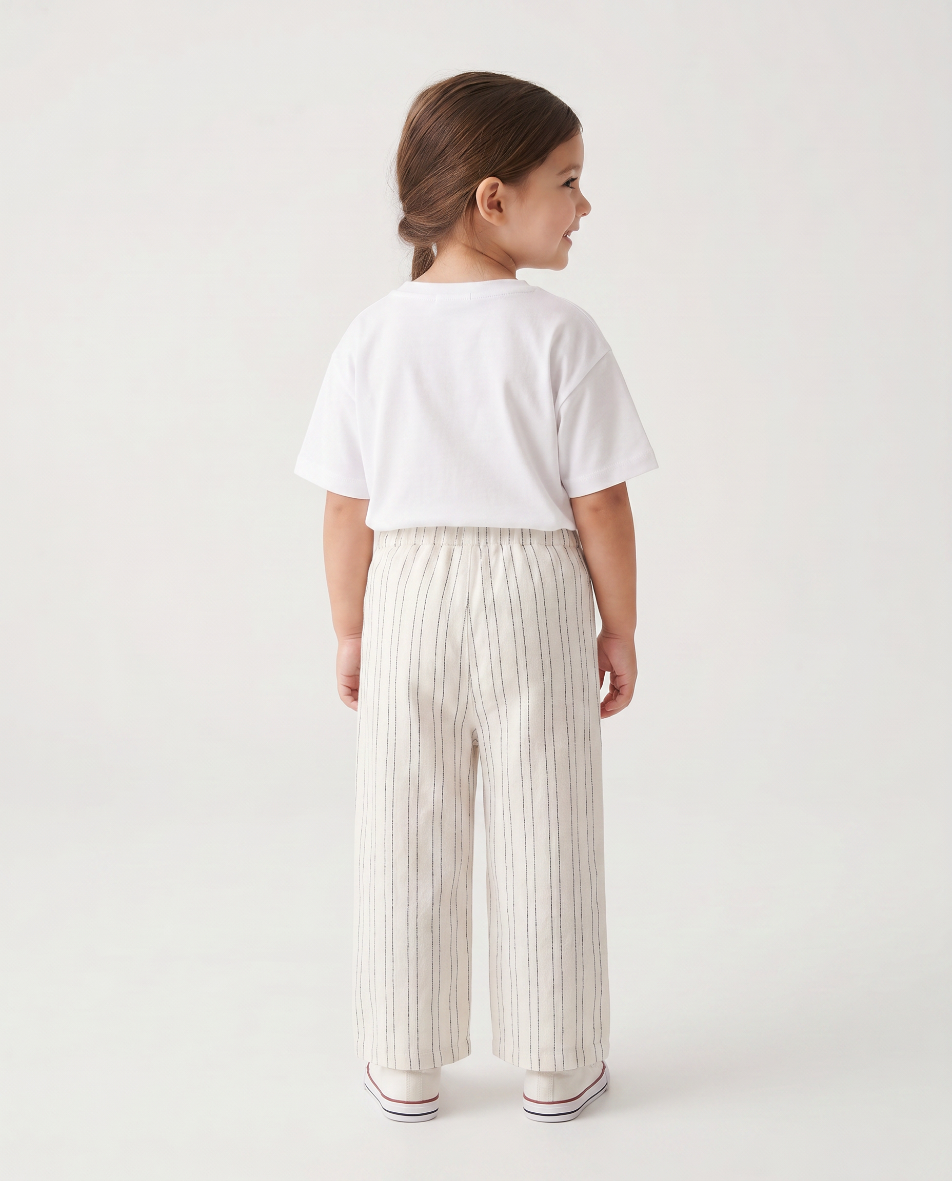 Girls linen stripes wide leg pant