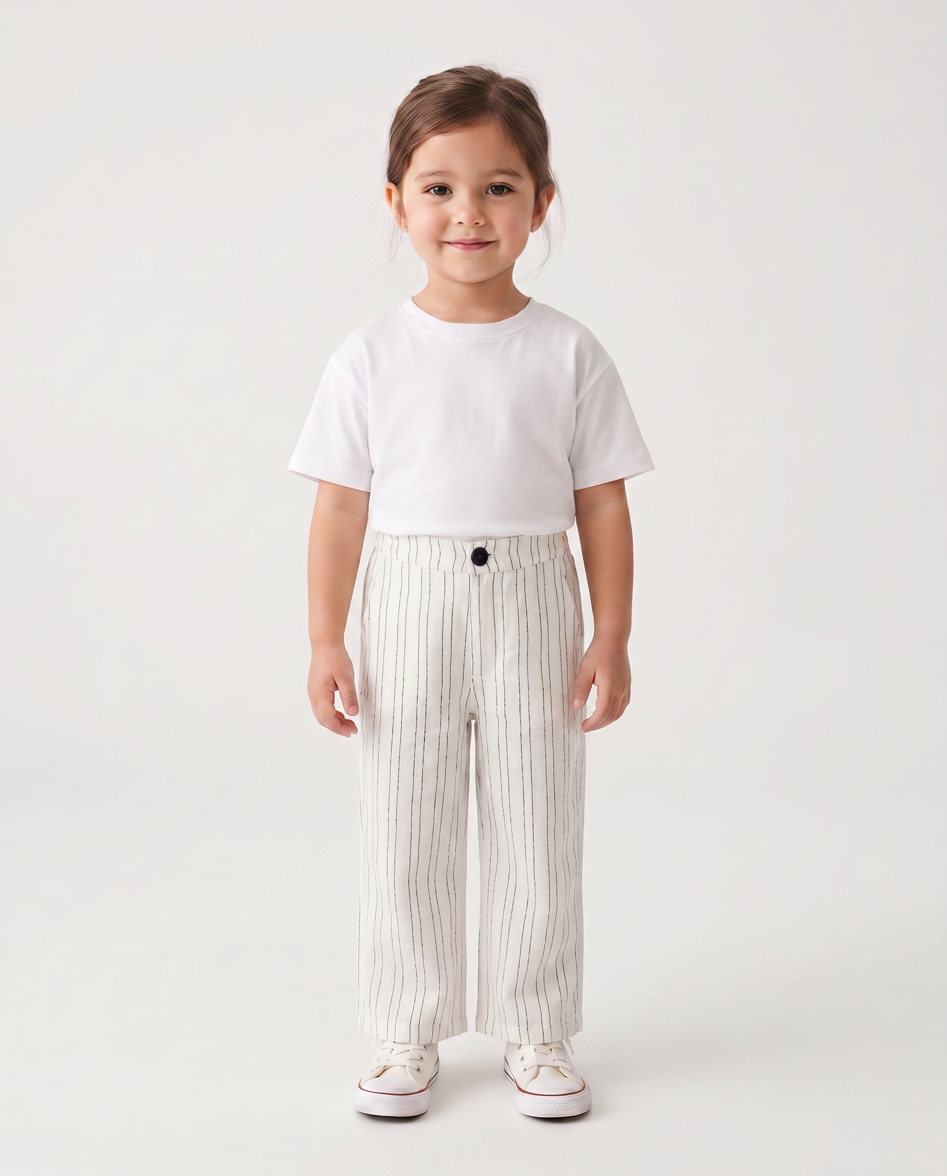 Girls linen stripes wide leg pant