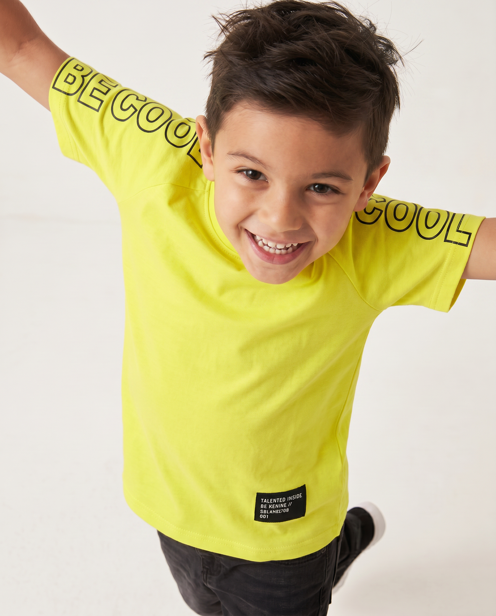 Boys tshirt with print on sleeves Be cool