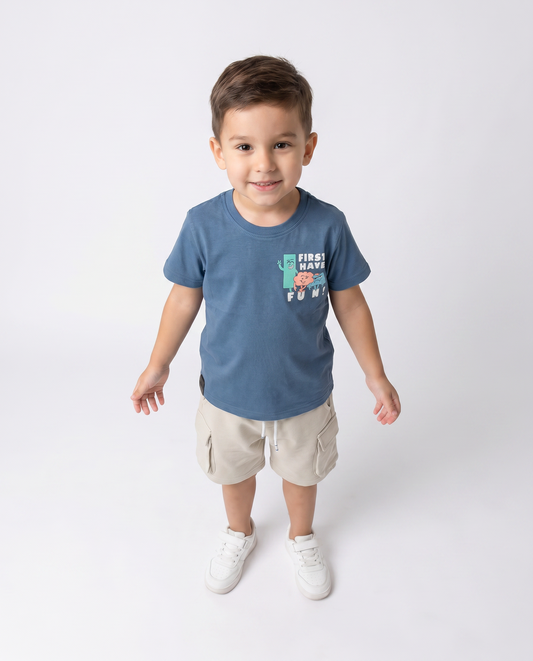 Boys set printed tshirt short sleeves with cargo cotton short