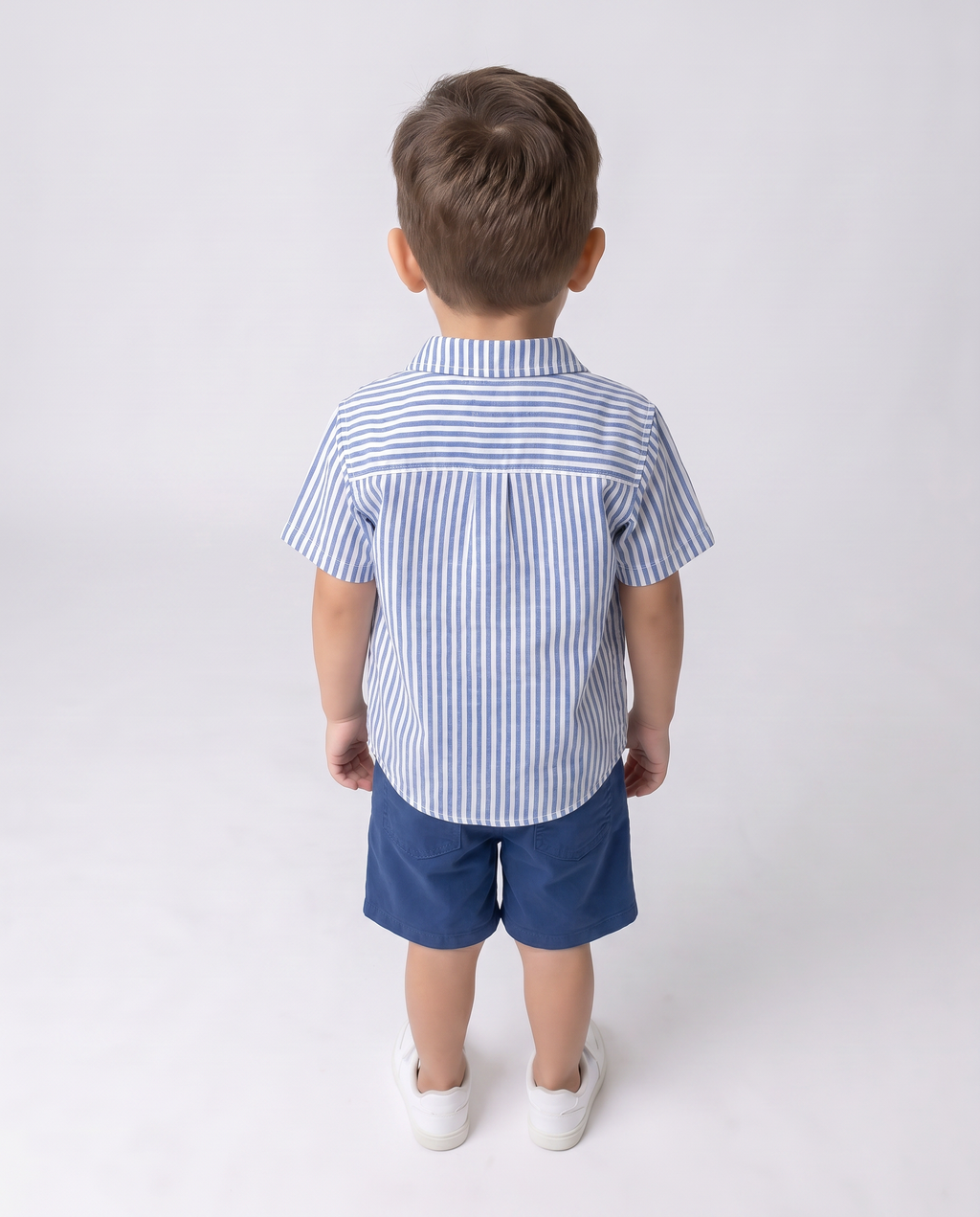 Boys set 3 Pieces stripes shirt with short sleeves printed tshirt and Gabardine short